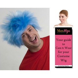 Thing 1 or 2 color SKY BLUE - Enigma Wigs Frizzy Doctor Cat Hat Sky Blue Bundle w/Cap, MaxWigs Costume Wig Care Guide