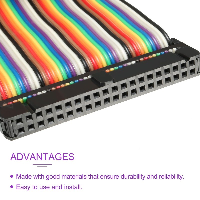 DMiotech 1 Pack 40 Pins IDC Wire Flat Rainbow Ribbon