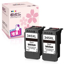 Delightcolor Remanufactured Ink for Canon BC-345XL (Black), Set of 2 BC345, Large Capacity, BC345XL, with Remaining Level Indicator [Compatible Models] PIXUS (TS3130, TS203, TS303, TS3130S, TR4530, TS3330)