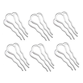 6 Pieces 4 Teeth Hair Combs Pins Brass Hair Fork Clips Hair Bun Plug Holder Hair Sides Comb Clip Hair Comb Clips Bridal Hair Accessories for Women, Large 65 x 35mm, Silver