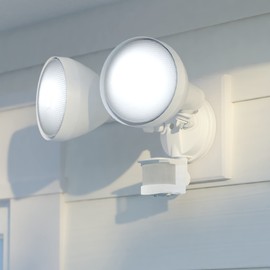 VAXCEL White Motion Sensor Dusk to Dawn Outdoor Security Flood Light - 180 Degree Range - 70 Ft.