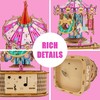FTBox Unicorn Music Box Carousel Craft kit, 3D Wood Puzzle,