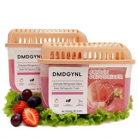 DMDGYNL Fridge Deodorizer, Refrigerator Deodorizer More Effective Than Baking Soda, Natural Gel Refrigerator Odor Eliminator for Refrigerator Freezer and Freezer Compartments (2 Pcs/Peach Flavor)