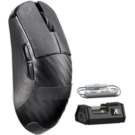 ATTACK SHARK R11 ULTRA Carbon Fiber Wireless Gaming Mouse with LED Coiled Cable, 8000Hz, 49g Lightweight, PAW3950MAX, 42000DPI, 20000FPS, Nordic 52840 Chip,Nano-Metal Ice Coating, for PC, Weave Black