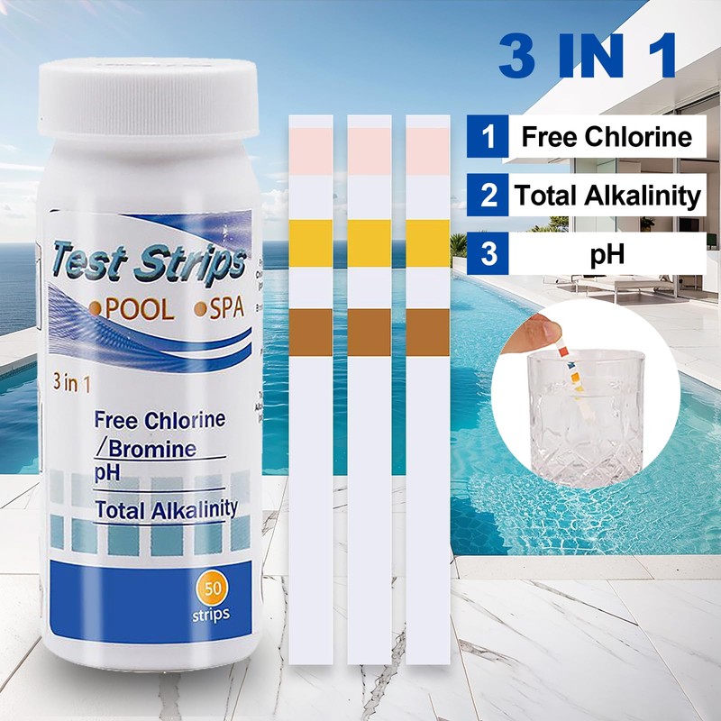 50pcs Water Hot Tub Test Strips, 3 In 1 Ph