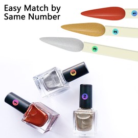 100 ps Nail Swatch Sticks with Number Stickers, Nail Color Display Stiletto Tips, Fan-shaped Nail Polish Practice Sticks, Nail Art Display Nail Color Wheel Nail Sample Sticks (Natural)