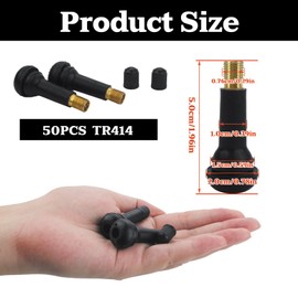 Pack of 50 TR414 Tyre Valves, Car Valve with Dust Protection, Rubber Tyre Valve, Car Tyres, Snap In Valve, Suitable for Cars, Trucks, Motorcycles etc