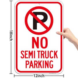 (2 Pack) No Semi Truck Parking Sign, Large 18 x 12 Inches Semi Truck No Parking Aluminum Sign, UV Protected, Weather Resistant, Reflective, Waterproof, Durable Ink, Easy To Mount
