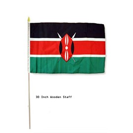 JumpingLight 12x18 Wholesale Lot 12 Kenya Country Stick Flag 30" Wood Staff - Quality Flags