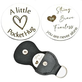 Inspirational Token Pocket Hug Gifts for Women Men Be Strong Be Brave Be Fearless Pocket Hugs Token for Daughter Son Encouragement Gift Pocket Hugs Tokens with PU Leather Keychain
