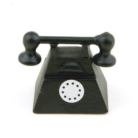 MyTinyWorld 2 x Dolls House Miniature Old Style Black Telephones
