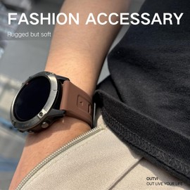 OUTVI 26 watch band compatible with garmin fenix 5X 6X Pro 7X 3 hr quick fit 26mm bands replacement for Epix Pro Gen 2 51mm Enduro 2 Descent Mk1 Mk2 Mk2i Mk3i tactix soft silicone men women Brown
