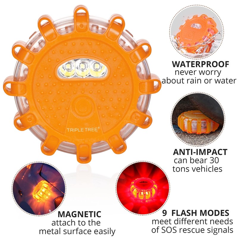 INCLAKE 6 Pack LED Road Flares Emergency Lights, Waterproof &