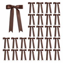 Meseey 30 Pcs 5 x 7 Inch Brown Grosgrain Ribbon Bows with Twist Tie Gift Bows for Gift Wrapping, Crafts, Parties (Brown,Width of 1")