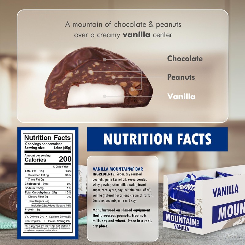 Almond Roca Case of 15 Vanilla Mountain Bars - 1.6oz