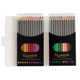Cezanne Set of 24 Professional Colored Pencils with Canvas Roll-Up Case - Premium, High Pigment Colored Pencils, 3.3mm Diameter Lead and Storage Case with Zipper Pouch - Can Hold up to 48 Pencils