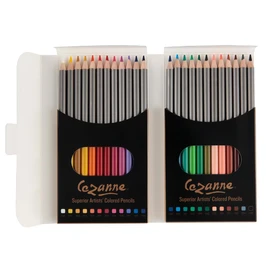 Cezanne Set of 24 Professional Colored Pencils with Canvas Roll-Up Case - Premium, High Pigment Colored Pencils, 3.3mm Diameter Lead and Storage Case with Zipper Pouch - Can Hold up to 48 Pencils