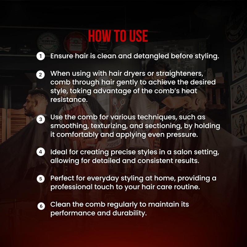 The Shave Factory Heat Resistant Black Combs - Essential for