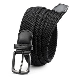 CHAOREN Men's Elastic Belt, Braided Belt Without Holes, Robust Construction and Easy to Move, black