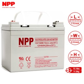 NPP Power HR12200W FR, 12Volt 1200W 200Watts/Cell AGM Sealed Lead Acid Rechargeable High Rate Battery, Replace 12V 55Ah 12Volt for Off Grid UPS, Solar Power, RV, Marine, Boat, Golf Cart Battery