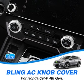 Canvcle Bling AC Air Conditioner Radio Knob Cover for Honda CR-V 2017-2022 CRV Multimedia Screen Audio Volume Climate Knob Button Cover Trim Ring CRV Bling Car Accessories Interiors 3PCS