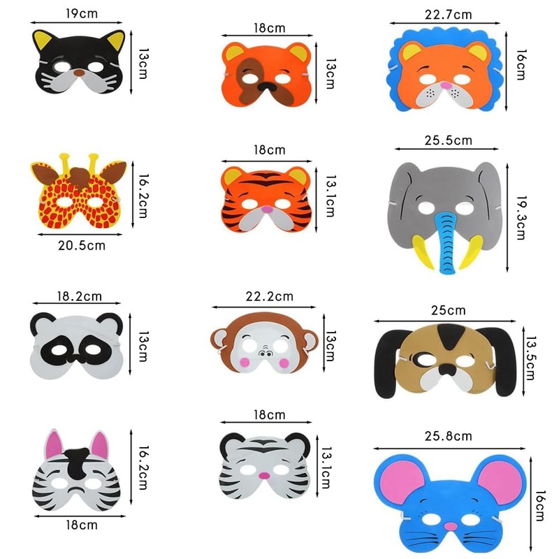 [Ｚｅａｉｉｓｉｙ] 12枚 お面 可愛い 仮面 動物 ハロウィン マスク 写真撮影小道具 仮面舞踏会