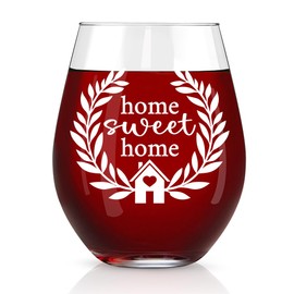 Perfectinsoy Home Sweet Home Stemless Wine Glass, Housewarming Gifts for Friends Coworkers Neighbors Couples Newlywed New Homeowners Hostesses, Congrats Party Gifts for Mom Dad Daughter Son