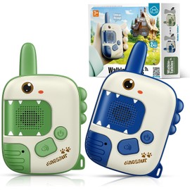 Walkie Talkies para Niños de 6 a 12 Años - paquete de 2 Radios Bidireccionales con Sonido Nítido, Largo Alcance - Ideal para Juego en Camping y como regalo para días festivos como Navidad (Dinosaurio)