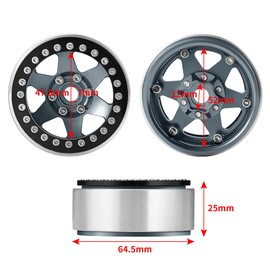 ZuoLan Set of 4 2.2 Inch RC Rim Rim Rings Beadlock Rims for 1/10th RC Crawler Car Axial Wraith 90018 90048, TRX4 RC Model Car (Titanium)