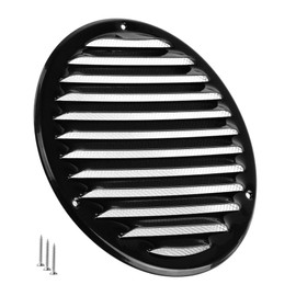 TURvent Round 6 inch Vent Cover for Wall and Ceiling - Black HVAC Return Air Grille with Mesh - Metal Soffit Vents for Outdoor and Indoor Use - External Diameter 7.83 inch