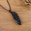 COAI Women's Feather Black Obsidian Necklace