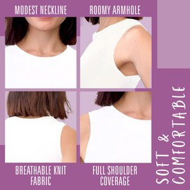 Kosher Casual Modest High Neck Tank Top for Women Full-Shoulder Sleeveless Shell Medium White