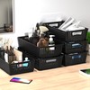 Simple Houseware Stackable Plastic Woven Basket Organizer, 6 Pack, Black