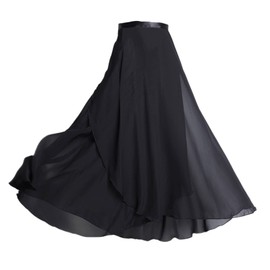 HEYXI Women Wrap Dance Skirt Girls Long Dance Skirt Ballet Wrap Skirt Dance Skate Over Scarf Skirt Dancewear Black