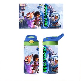 City Animal Adventure Custom Kids Tumbler with Name 12oz – Stainless Steel Insulated Cup – Urban Animal Friends Theme – Custom Gift for Kids, Teens & Adults