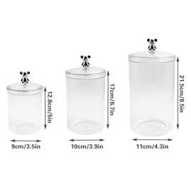 3 PCS Clear Candy Jar with Airtight Lid, 3 Sizes Plastic Wide Mouth Cookie Storage Containers, Decorative Food Storage Canisters for Kitchen, Wedding, Party, Bathroom, Coffee Shop, 30 Oz/47 Oz/67.6 Oz