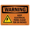 OSHA Waring Sign - Keep Electrical Panel Clear with Symbol