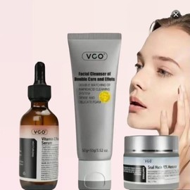 VGO-Vitamin C Serum, Snail mucin Moisturizer and Facial Cleanser Set Cleansing Moisturizing Suitable for sensitive skin-Live Skincare Radiance-B-Allin Skin Care Kits - Specification: VC Facial Serum 30ml+Snail Mucin+Facial Cleanser