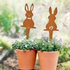 Qooloo Pack of 3 Easter Bunny Garden Stake Rust, Easter