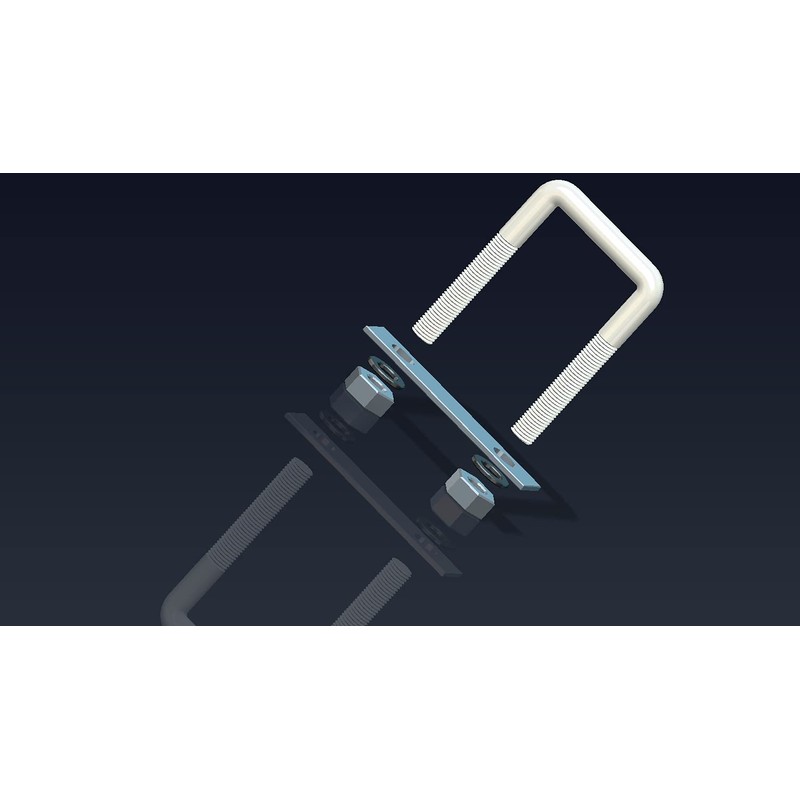 Aoje-Link Square U Bolt 50mm Internal Width M6 Thread 304