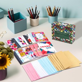 Magic Ants Thank You Cards Set - Pack of 24 Floral Floral Bicycle Watercolour - Baby Shower, Bridal Shower, Wedding, All Occasions - Includes Envelopes