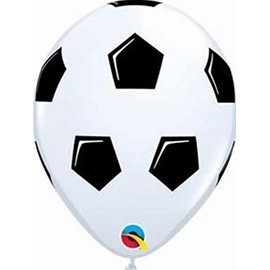 Qualatex 45388 Soccer Ball/Football White 11"/ 11-inch Round Latex Party Balloons (Pack of 25)