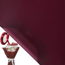 20 Sheets Pure Color Flower Wrapping Paper,Korean Florist Bouquet Supplies,Waterproof Floral Wrapping Paper,DIY Crafts Packaging Paper,Gift Packaging or Gift Box Packaging, 22 x 22 inch(Cynthia Red)