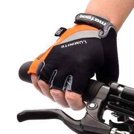 Meteor unisex adult’s and children’s GX31 gel cycling gloves, MTB gloves, mountain bike gloves, downhill, hiking, cycling gloves, green, orange, s