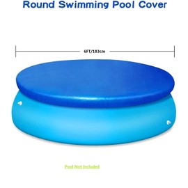 MIOKY Round Pool Covers for 6ft (72 inch) Round Easy Set Inflatable Swimming Pools,Durable PE Tarpaulin Dust Proof Rain Proof Garden Outdoor Paddling Family Above Ground Round Pools Covers