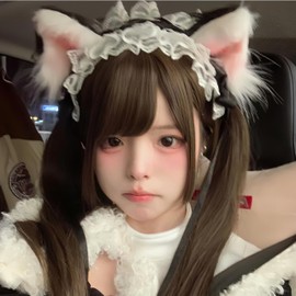 [kuroobaa] Lolita Cat Ears Headdress Headband Hair Ornament, Hair Accessories, Cosplay Costume (Black Cat Ears, Black x Pink))