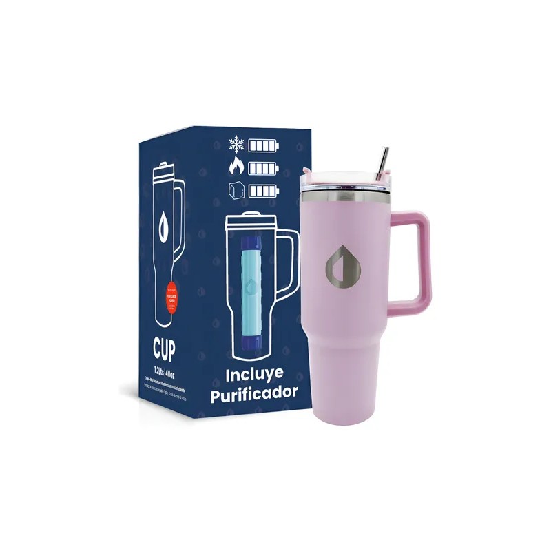 Termo Purificador Filtro De Agua Portable 1.2lts Diseño 2en1