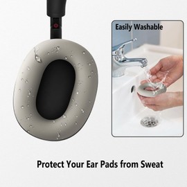 Geiomoo Silicone Earpads for Sony WH-1000XM6 Headphones, Replacement Ear Cushions Cover (Beige)