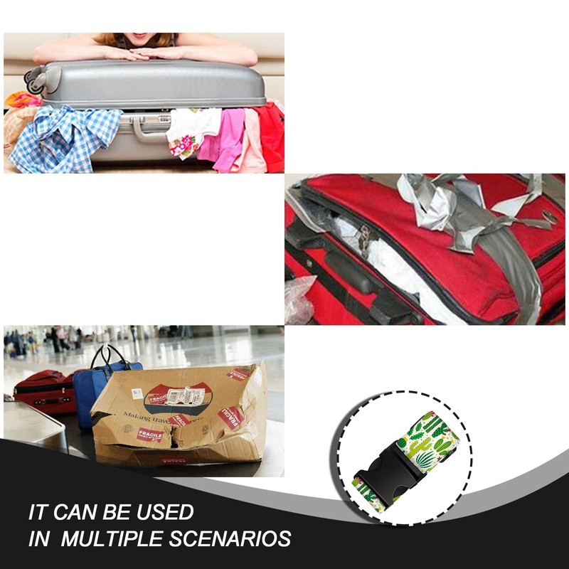 EULAPGOE 2 Piece Cactus Luggage Strap, Heavy Duty Locking Luggage