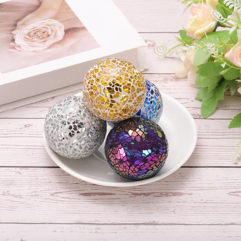 sourcing map 3Pcs Decorative Glass Balls 2.36 Inch Orbs Centerpiece